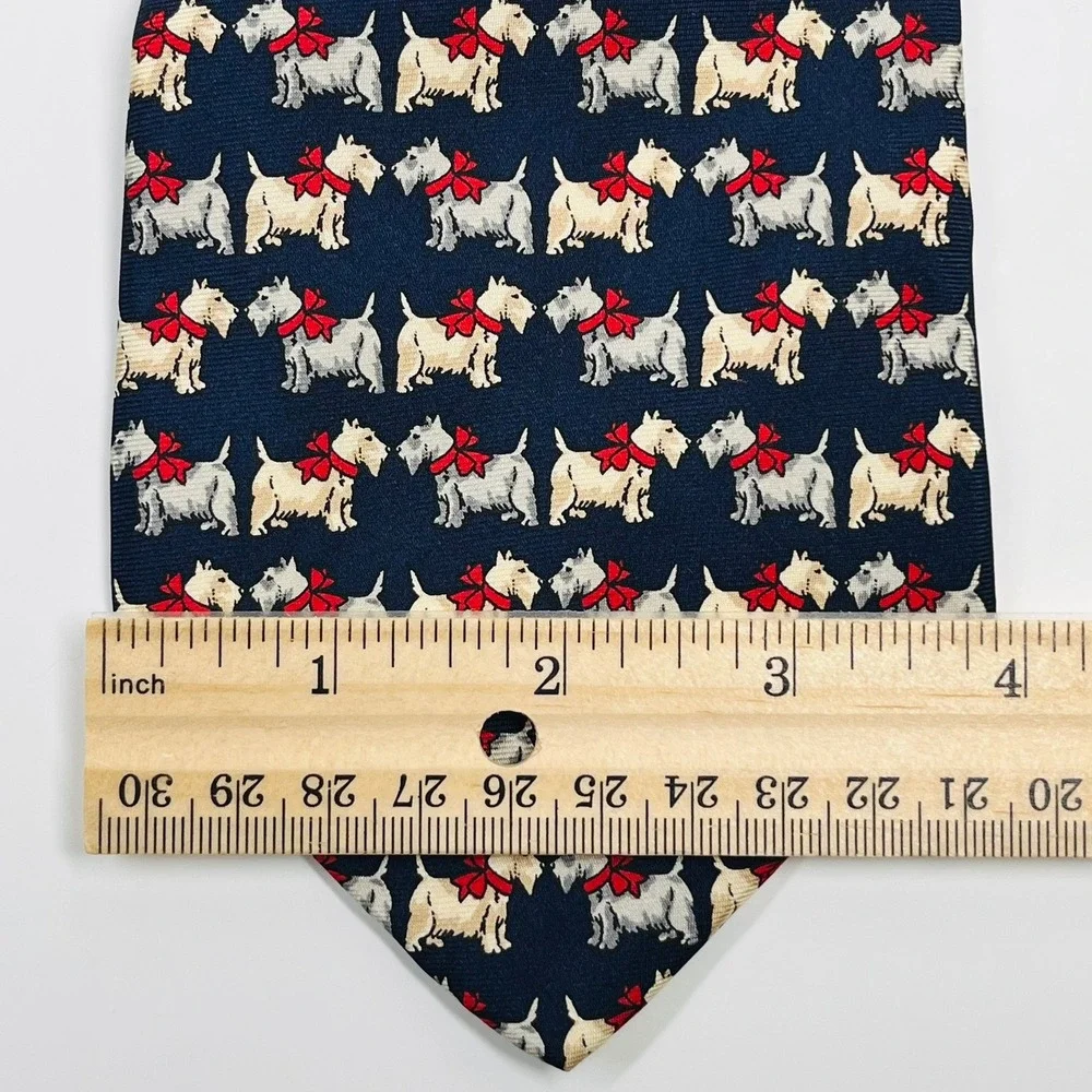 Beaufort Tie Rack Necktie Mens  Navy Blue Scottie Dog Silk Made in Italy Novelty
